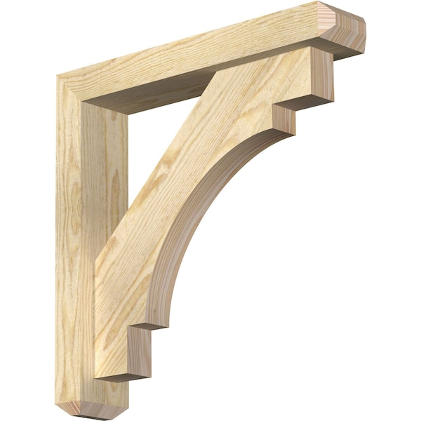 Ekena Millwork Merced Craftsman Rough Sawn Bracket w/ Offset Brace, Douglas Fir, 4"W x 20"D x 20"H BKT0402X20X20MRC04RDF - main